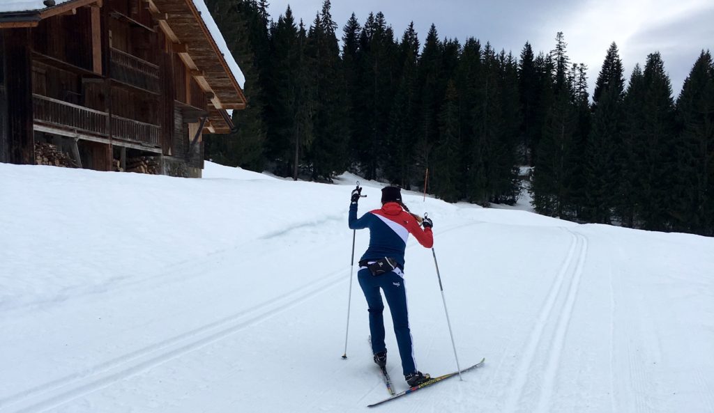 Skating sur les pistes de l'Espace Nordique  des Confins, à La Clusaz.