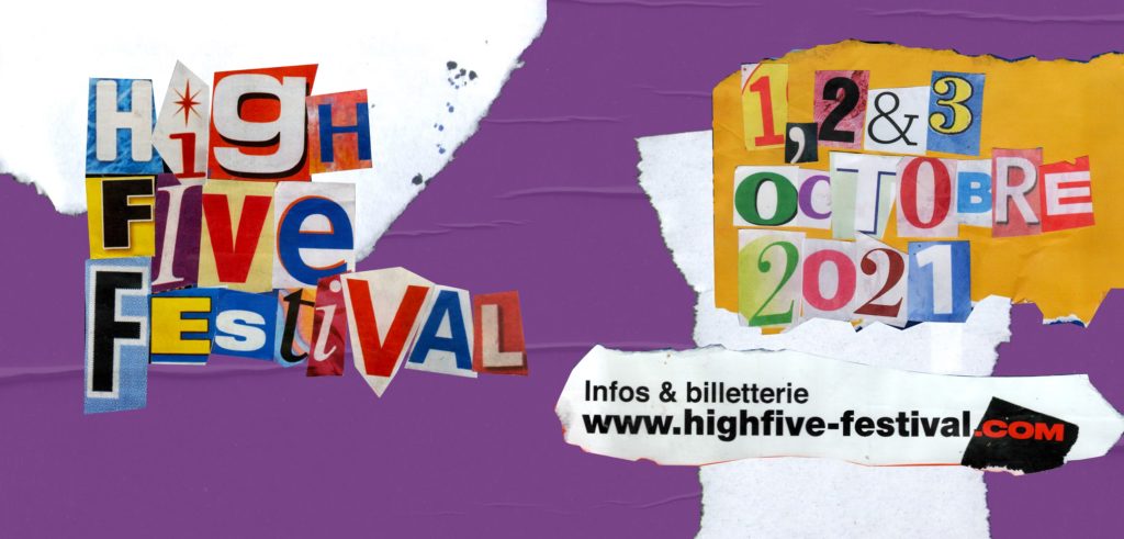 Affiche du 10ème High Five Festival, le festival des films de ski à Annecy. 1, 2 et 3 octobre 2021.