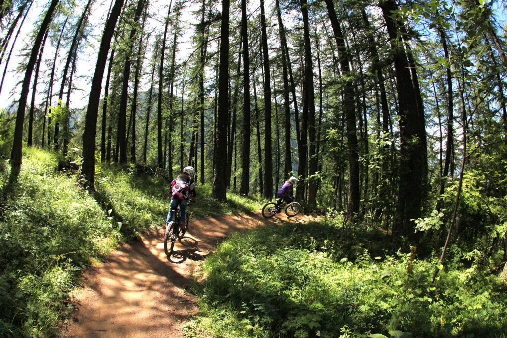 Femmes en VTT de descente, bikepark Les Orres.