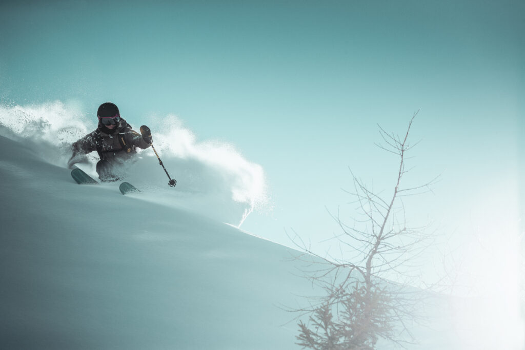 Agathe Petex en pleine action freeride.